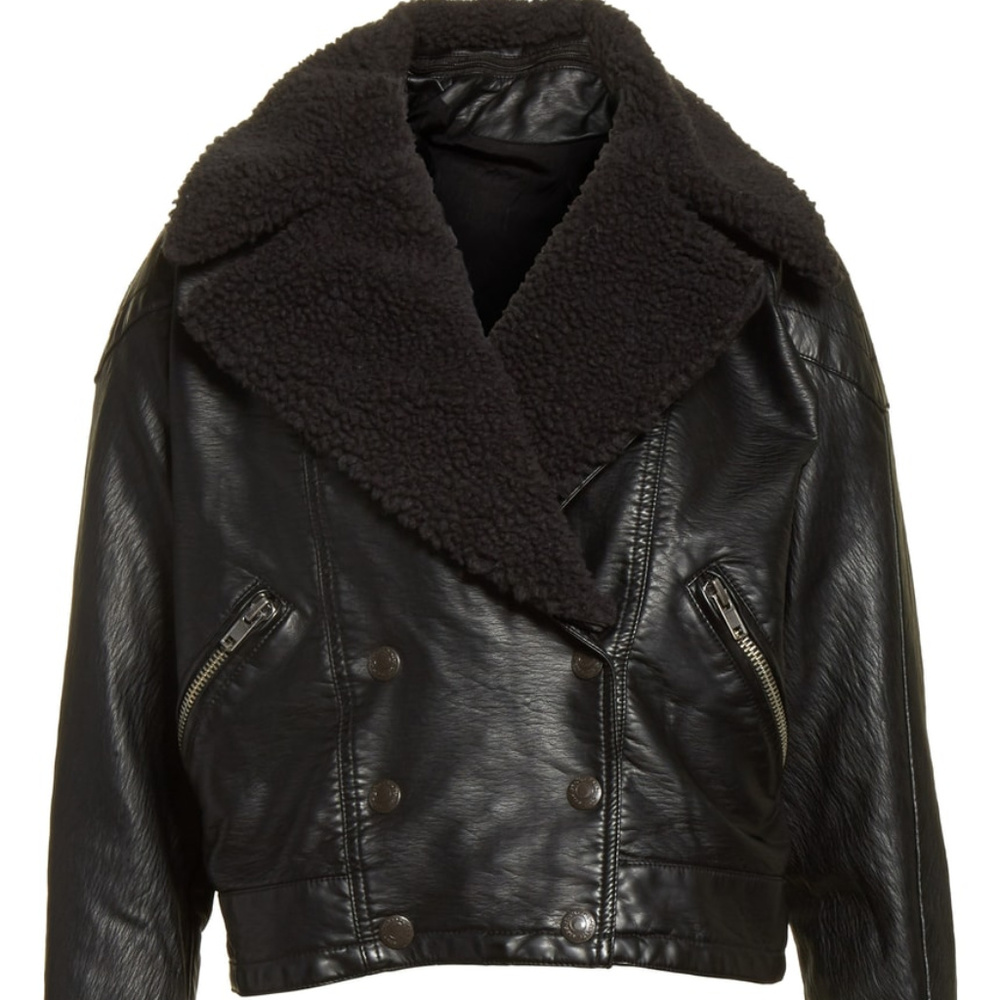 🆕 Free People Halen Vegan Leather Moto Jacket - Picture 4 of 10